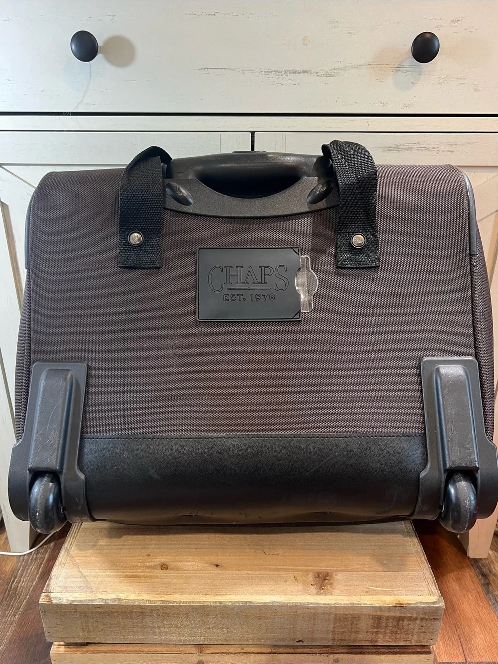 Chaps Rolling Laptop Bag Carry-on Suitcase Espresso & Black